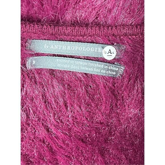 Anthropologie Purple Long Sleeve Cold Shoulder Eyelash  Sweater Size Small - Picture 5 of 5